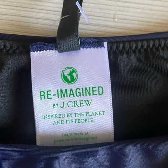 J. Crew NWT Women’s Curved Waist Cheeky Bikini Bottom Navy 50 UPF Protection NEW - Picture 3 of 5